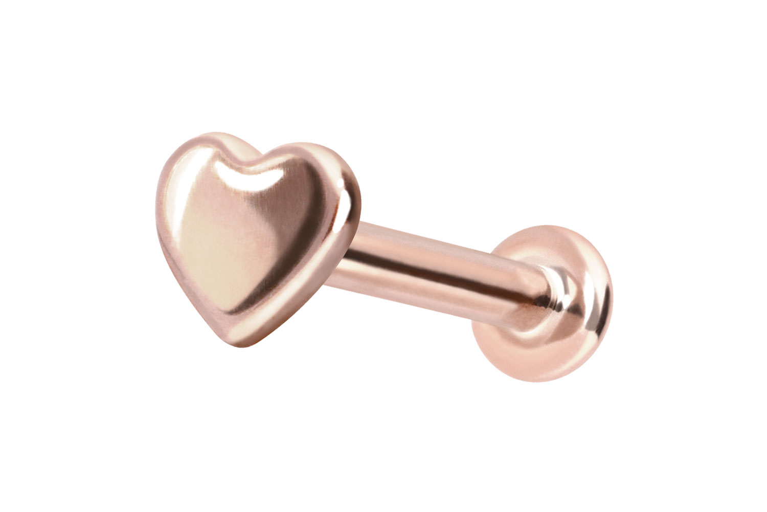 14 Karat Gold Labret Piercing mit Innengewinde HERZ